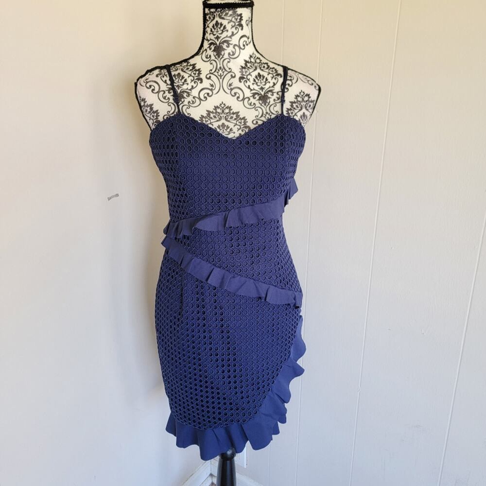 Bardot Navy Ruffle‎ Mini Dress